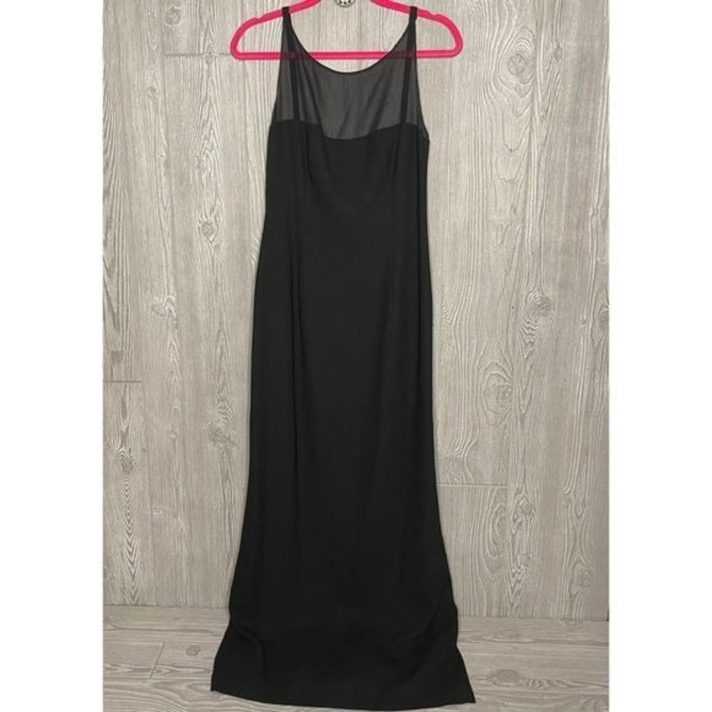 Cache maxi black formal dress sheer high neck front panel sexy size 10 date nigh